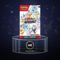 Pokémon TCG Scarlet & Violet Prismatic Evolutions Booster Bundle on a glass display stand